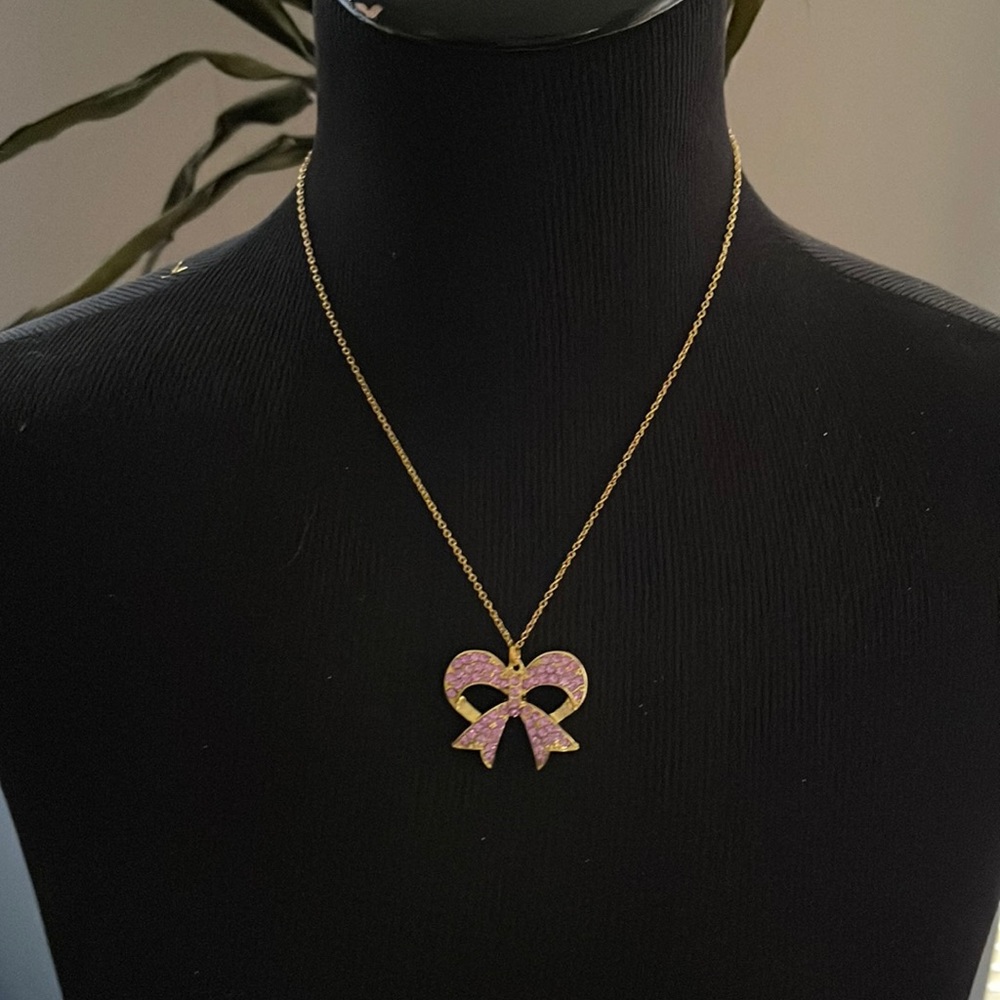 FabulouslyFitted | Lilac Ribbon Rhinestone Charm Necklace